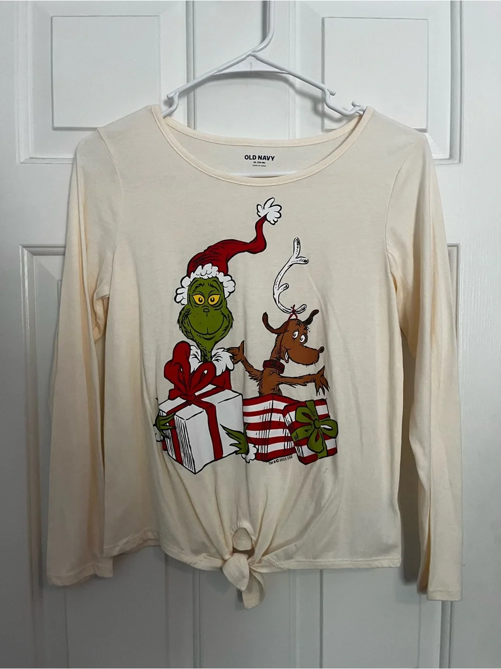 Old Navy Grinch & Max Holiday Tie-Front Top